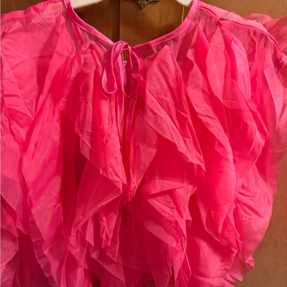 Kate Hewko Hot Pink soft Ruffled Women's Top size Medium BNWT - Picture 2 of 4